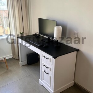 Farmhouse Executive Computer Desk, Rustic Home Office Desk, Large Wooden Writing Desk, Modern Workstation with Storage