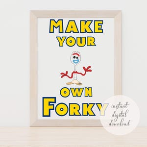 Make Your Own Forky Sign - Toy Story Themed Party Activity - FORKY Create Your Own - Digital Download