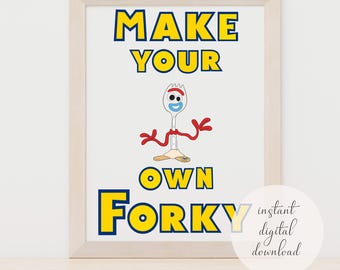 Make Your Own Forky Sign - Toy Story Themed Party Activity - FORKY Create Your Own - Digital Download