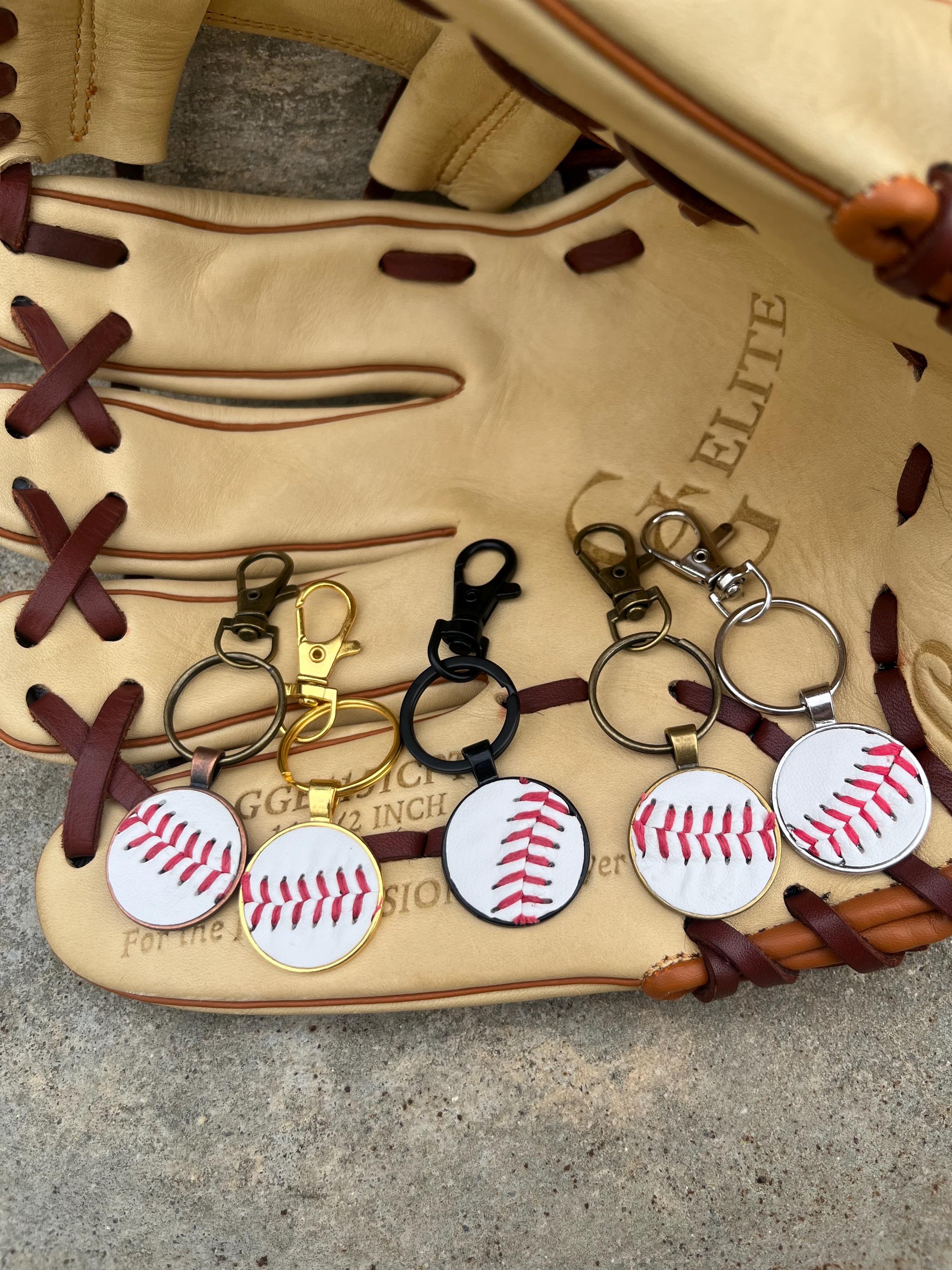 Baseball Leather Keychains! Game Used. 5 Colors. Backpack Charms ...