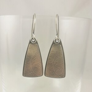 Sterling Silver Textured Earrings, Silver Triangle Earrings, Layered Textured Earrings, Oxidised Textured Earrings, Handmade Dangle Earrings image 1