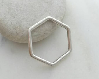 Handmade Sterling Silver Hexagon Stacker Ring: Minimalist Geometric Band