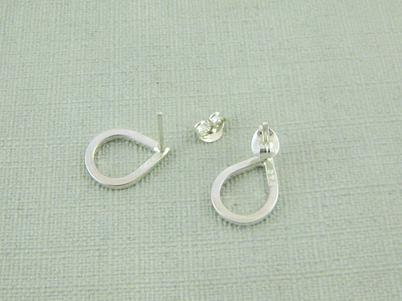 Silver Teardrop Earrings, Sterling Silver Teardrop Post Earrings, Silver Stud Earrings. Contemporary Minimalist. Handmade jewelry by ZaZing image 2