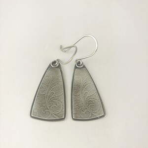 Sterling Silver Textured Earrings, Silver Triangle Earrings, Layered Textured Earrings, Oxidised Textured Earrings, Handmade Dangle Earrings image 5