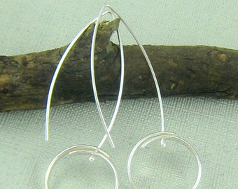 Sterling Silver Kinetic Hoop Earrings. Sterling Silver Pinned Circle Earrings.  Silver Circle Earrings.  Modern. Contemporary. Handmade.