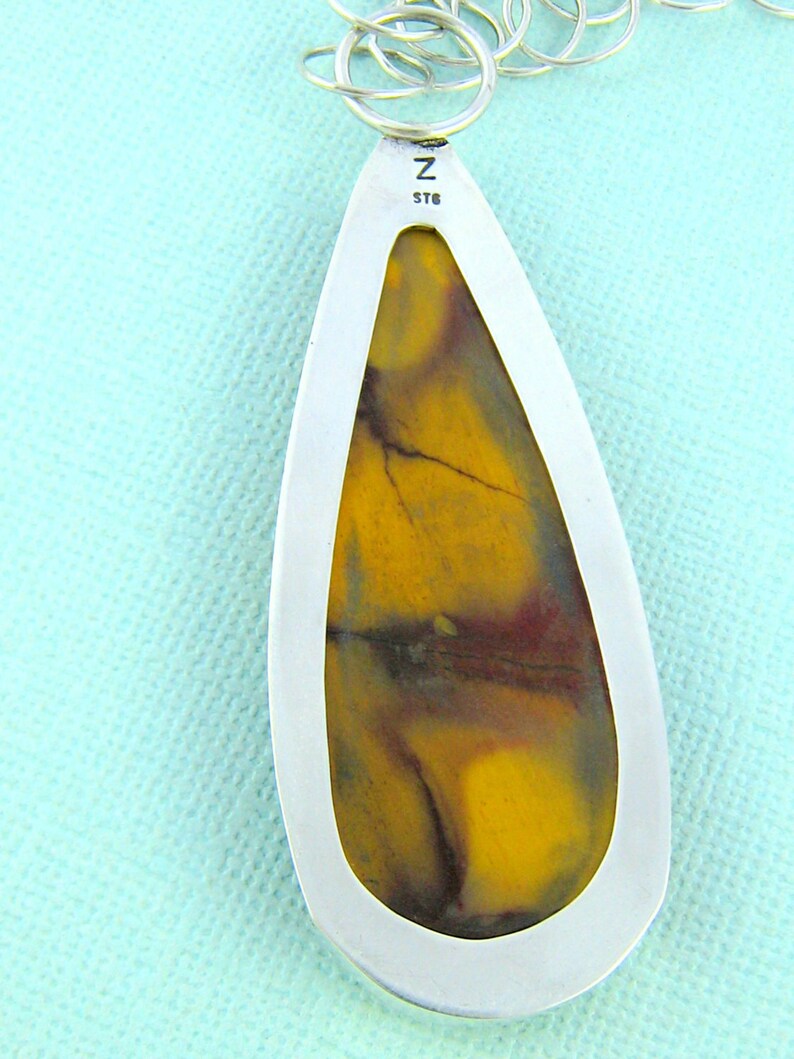 Handmade Mookaite Necklace Long Gemstone Necklace Mookaite Pendant Sterling Silver Mookaite Necklace Teardrop Jasper Necklace