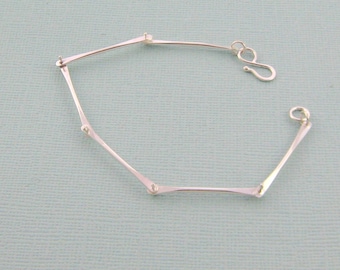 Handmade Sterling Silver Riveted Bracelet, Sleek Modern Jewelry