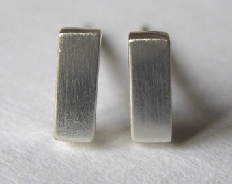 Tiny Sterling Silver Rectangle Post Earrings.  Small Sterling Silver Studs.  Handcrafted Jewelry by ZaZing