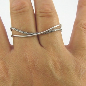 Sterling Silver Two Finger Rings.  Sterling Silver Two Finger Stacker Rings.  Double Finger Rings.  Handmade Jewelry by ZaZing