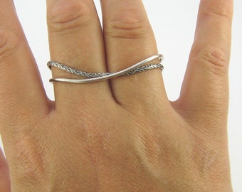 Sterling Silver Two Finger Rings.  Sterling Silver Two Finger Stacker Rings.  Double Finger Rings.  Handmade Jewelry by ZaZing