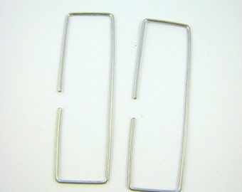 Sterling Silver Rectangle Hoop Earrings. Sterling Silver Hoops. Simple Hoops.  Handmade Jewelry by ZaZing