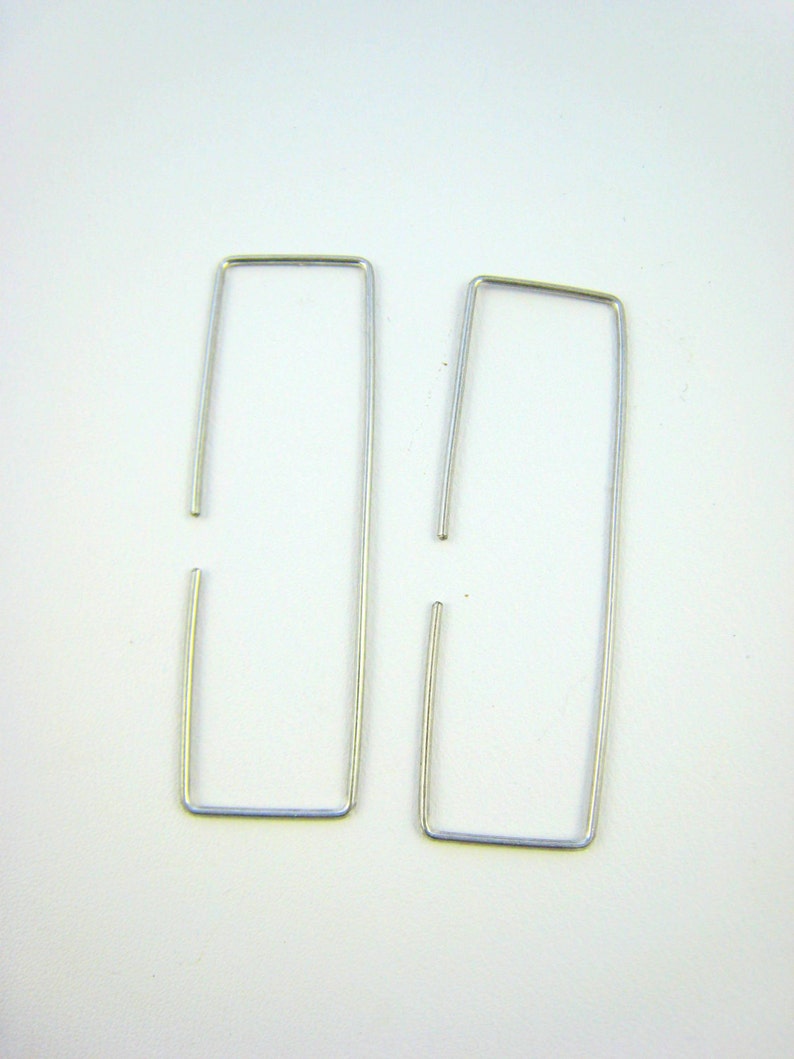 Sterling Silver Rectangle Hoop Earrings. Sterling Silver Etsy