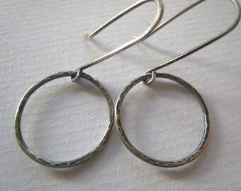 Oxidised Sterling Silver Hoop Earrings. Sterling Silver Hoops. Simple Dangle Earrings.  Handmade Jewelry by ZaZing