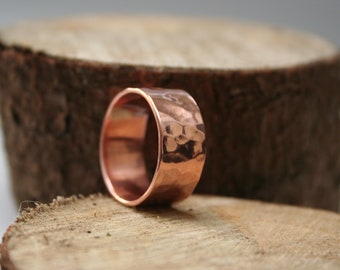 Copper Hammered Mens Ring.  Copper Hammered Band.  Handmade Jewelry By ZaZing on Etsy