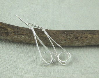 Simple Sterling Silver Knot Earrings.  Sterling Silver Dangle Earrings.  Modern, Contemporary.  Handmade Jewelry by ZaZing