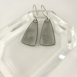 Sterling Silver Textured Earrings, Silver Triangle Earrings, Layered Textured Earrings, Oxidised Textured Earrings, Handmade Dangle Earrings image 3
