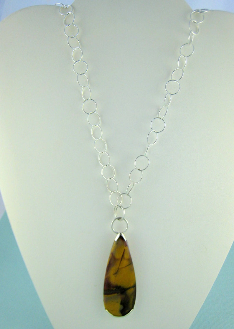 Handmade Mookaite Necklace Long Gemstone Necklace Mookaite Pendant Sterling Silver Mookaite Necklace Teardrop Jasper Necklace