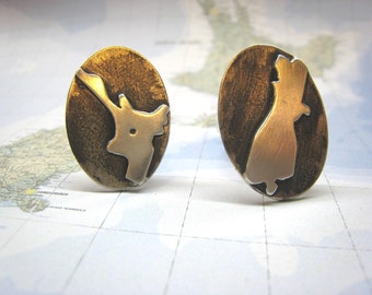 Sterling Silver New Zealand Cufflinks, Handcrafted Kiwi Jewellery