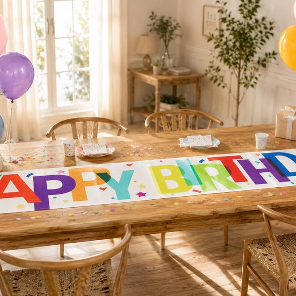 Colorful Happy Birthday Table Runner | Table Party Decoration