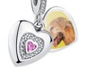 Personalised Pet Memorial bracelet Photo charm, Paw Print charm, Cat charm, Pet Memorial Jewelry, 925 Sterling Silver Gift