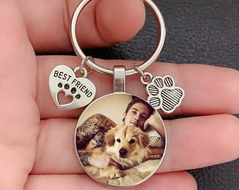 Personalized Photo Keychain Best Friend Keyring Pet Loss Keychain Dog Picture Keychain Pet Memorial Jewelry Pet Memorial Rainbow Bridge
