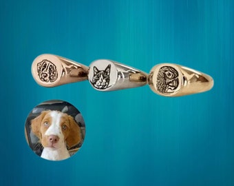 Pet Portrait Ring, Custom Dog Ring, Ring with My Dog on it, Cat Ring, Pet Memorial Jewelry, Dog Memorial Gift From Photo, Dog Sympathy Gift