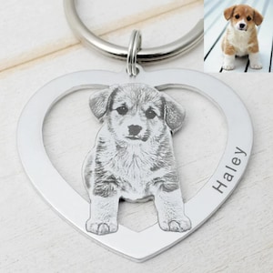 Custom Dog Photo Keychain, Custom Heart Keychain, Personalized Photo Keychain, Gifts Pet Bridge, Pet Remembrance Gift, Cat Sympathy Gift