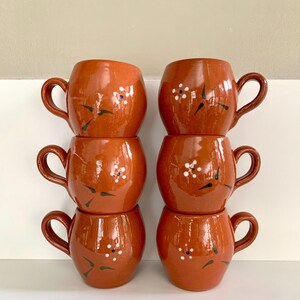 Set of 6 glazed ceramic vintage espresso coffee cups