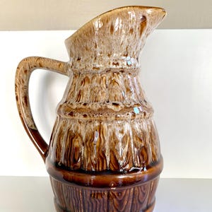 Vintage french glazed ceramic pitcher 3/4 liter capacity - rustic decor