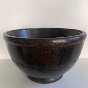 Dark vintage wooden mixing bowl - kitchen decor