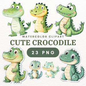 23 PNG Cute Crocodile Clipart – Cartoon Alligator, Safari Animal, Funny Crocodile Drawing, PNG Images