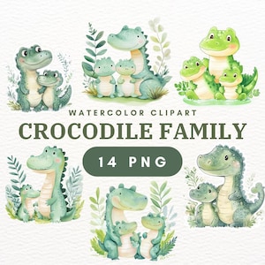 14 PNG Crocodile Family Clipart – Cute Cartoon Alligators, Safari Animals, Funny Crocodile Drawings, PNG Images