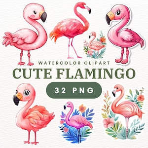 32 Cute Flamingo PNG Clipart - Flaming clipart, Pink Flamingo, Flamingo Watercolor, Tropical Bird, Flamingo Beach, Cute Flamingo.