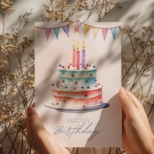 Biglietto Di Compleanno Wee Blue Coo Con Torta Decorata - Carta Premium 280 Gsm, 17.5x12.5 Cm, Personalizzabile - copertina