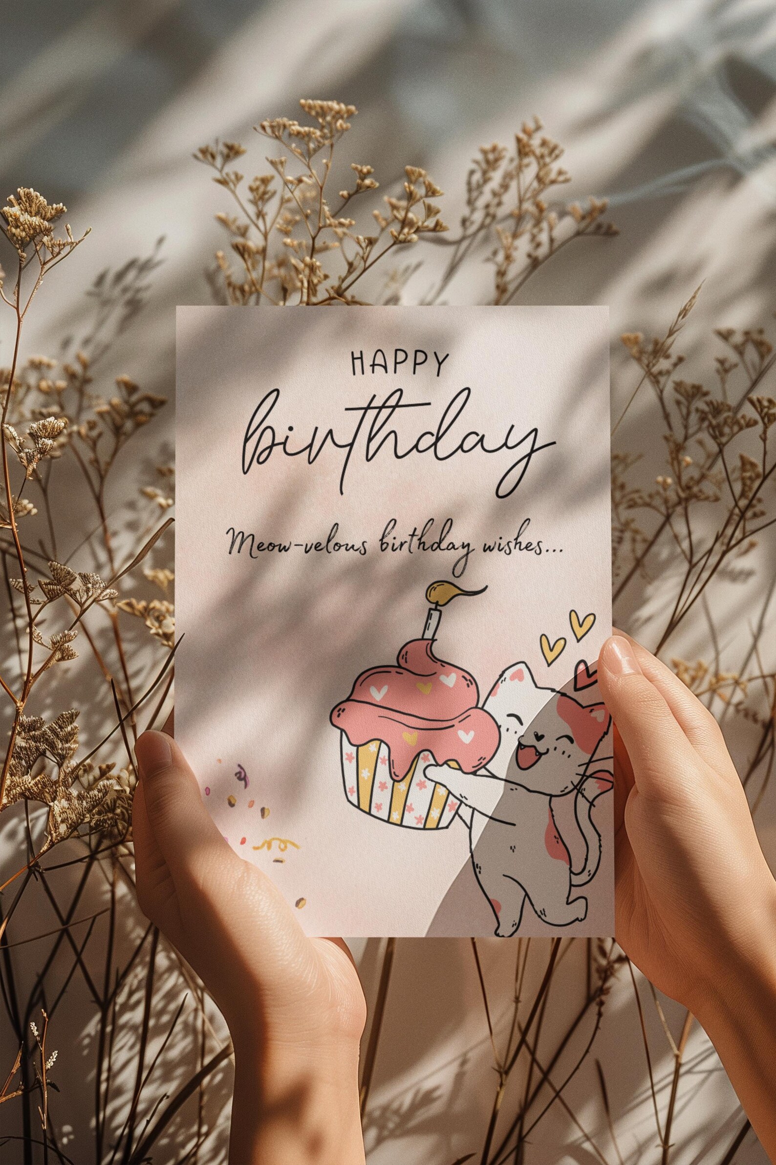 Cute Cat Birthday Card Printable | Meow-velous Digital Birthday ...