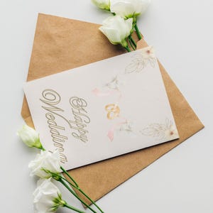 Elegante biglietto di auguri per il giorno delle nozze / Biglietto di auguri di nozze stampabile per gli sposi / Romantico biglietto di auguri digitale per il matrimonio