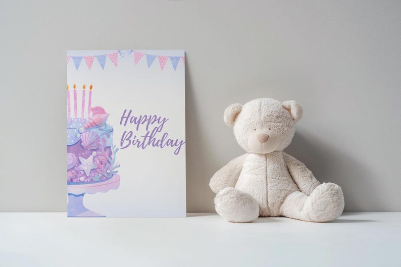 Mermaid Birthday Card for Girls – Cute Printable Happy Birthday Card ...