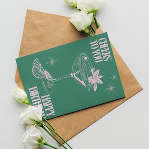 Cheers to You Birthday Card - Retro Printable Happy Birthday Card - Digital Download for Adults & Friends