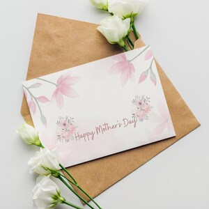 Elegant Floral Mother's Day Card - Happy Mother's Day - Minimalist Printable Card - Digital Download
