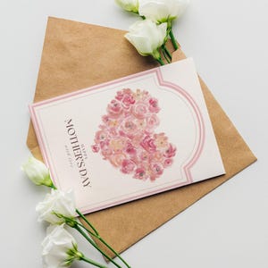 Floral Mother's Day Card - Happy Mother's Day with Love - Digital Download - Printable Greeting Card for Mom