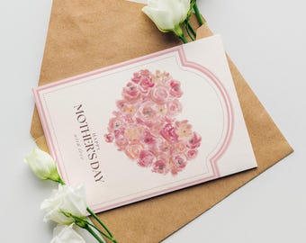 Floral Mother's Day Card - Happy Mother's Day with Love - Digital Download - Printable Greeting Card for Mom