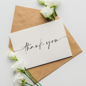 Minimalist Vertical Thank You Card – Elegant Black Script Handwritten Printable Note – Digital Download for Business, Gifts & Gratitude