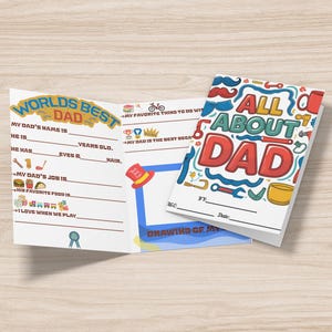 "Druckbare ""Alles über Dad"" Vatertagsaktivität für Kinder - Füllen Sie das leere Interview & das Zeichnungsgeschenk für Ihren Vater aus."