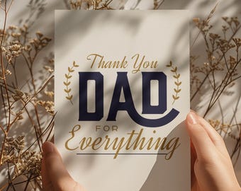 Printable Father's Day Card - Thank You Dad For Everything - Instant Download DIY Gift from Kids