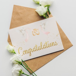 Biglietto di auguri per matrimonio / Elegante biglietto d'auguri stampabile / Biglietto digitale romantico per gli sposi