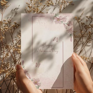 Mother's Day Card Printable Instant Download for Mom, Delicate Painted Blooming Roses Digital Greeting Card