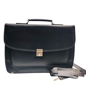 Vintage leren zakelijke laptoptas | Professionele aktetas met meerdere vakken | Handgemaakt