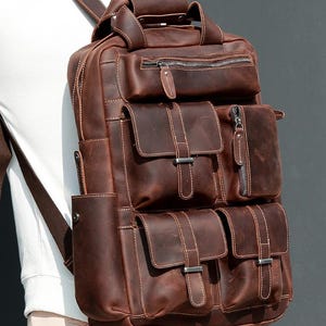 Zaini retrò in vera pelle e tela / Borse a tracolla per laptop