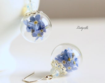 Silver Earrings Forget Me Not with Opal / 925 / Gift for Inlove / Gift for Her / Best Friend / Fiancée / Mother