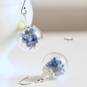 Silver Earrings Forget Me Not with Opal / 925 / Gift for Inlove / Gift for Her / Best Friend / Fiancée / Mother